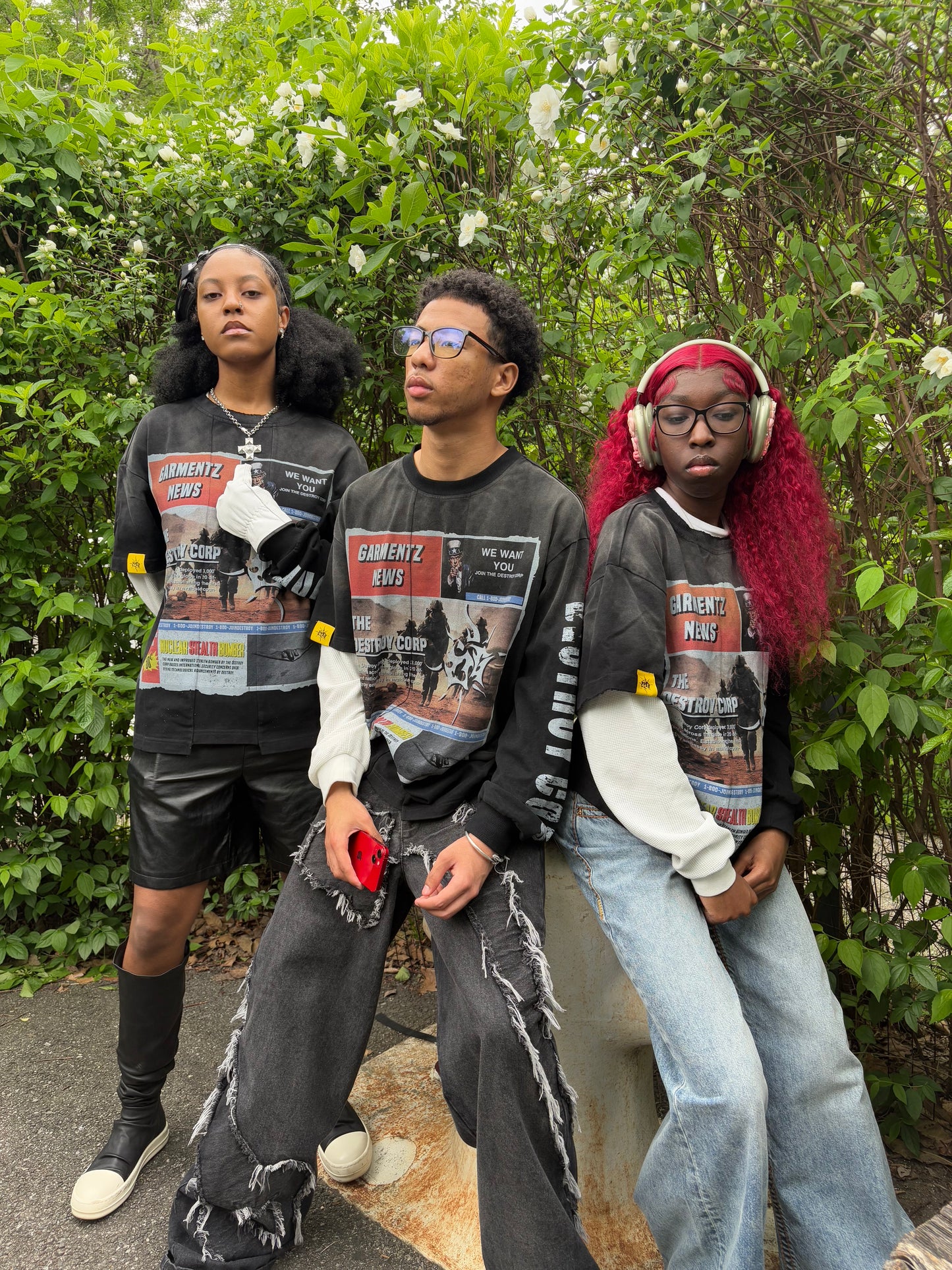 "DESTROY WANTS YOU" DOUBLE LAYER PANEL TEE