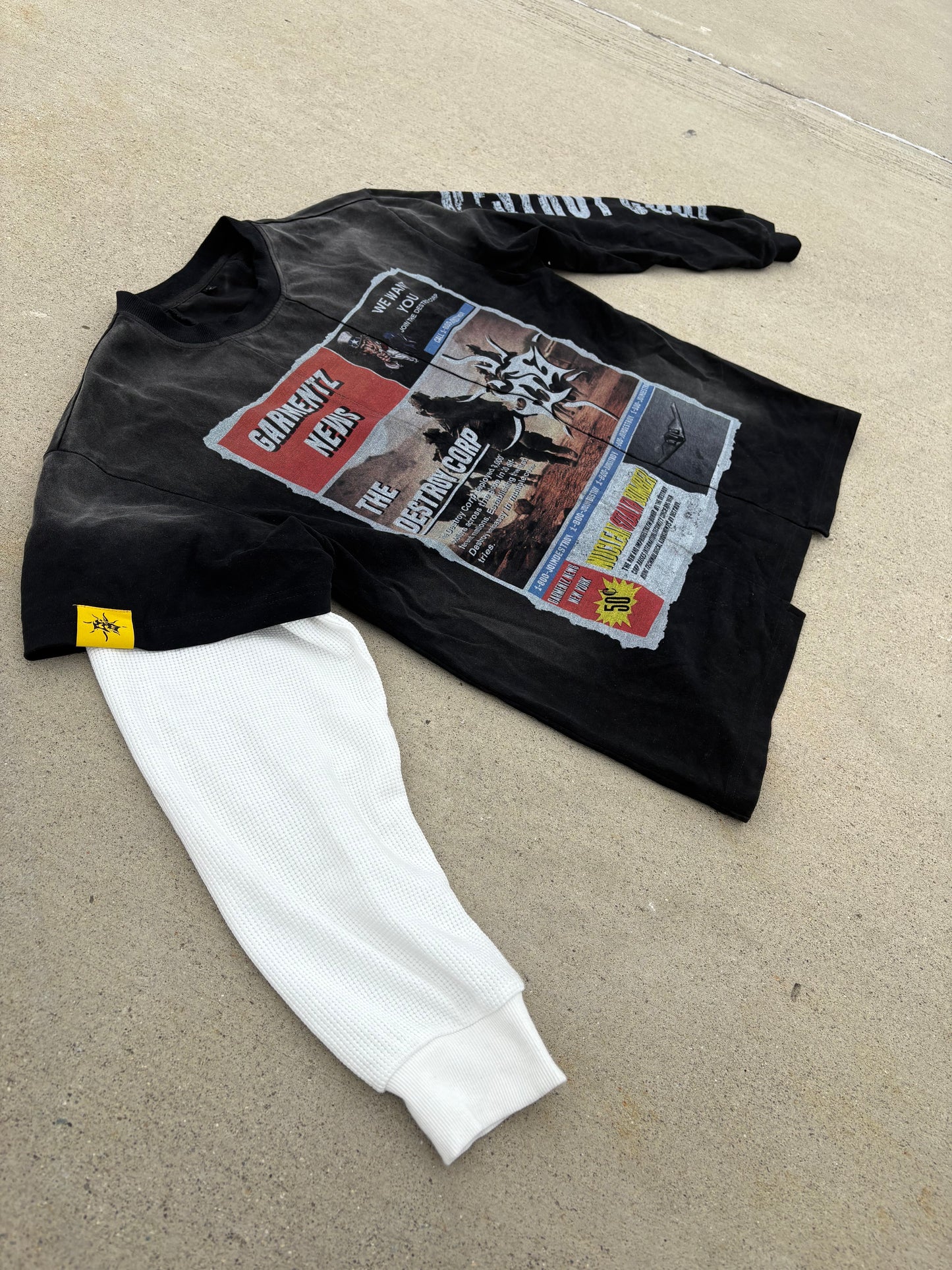 "DESTROY WANTS YOU" DOUBLE LAYER PANEL TEE