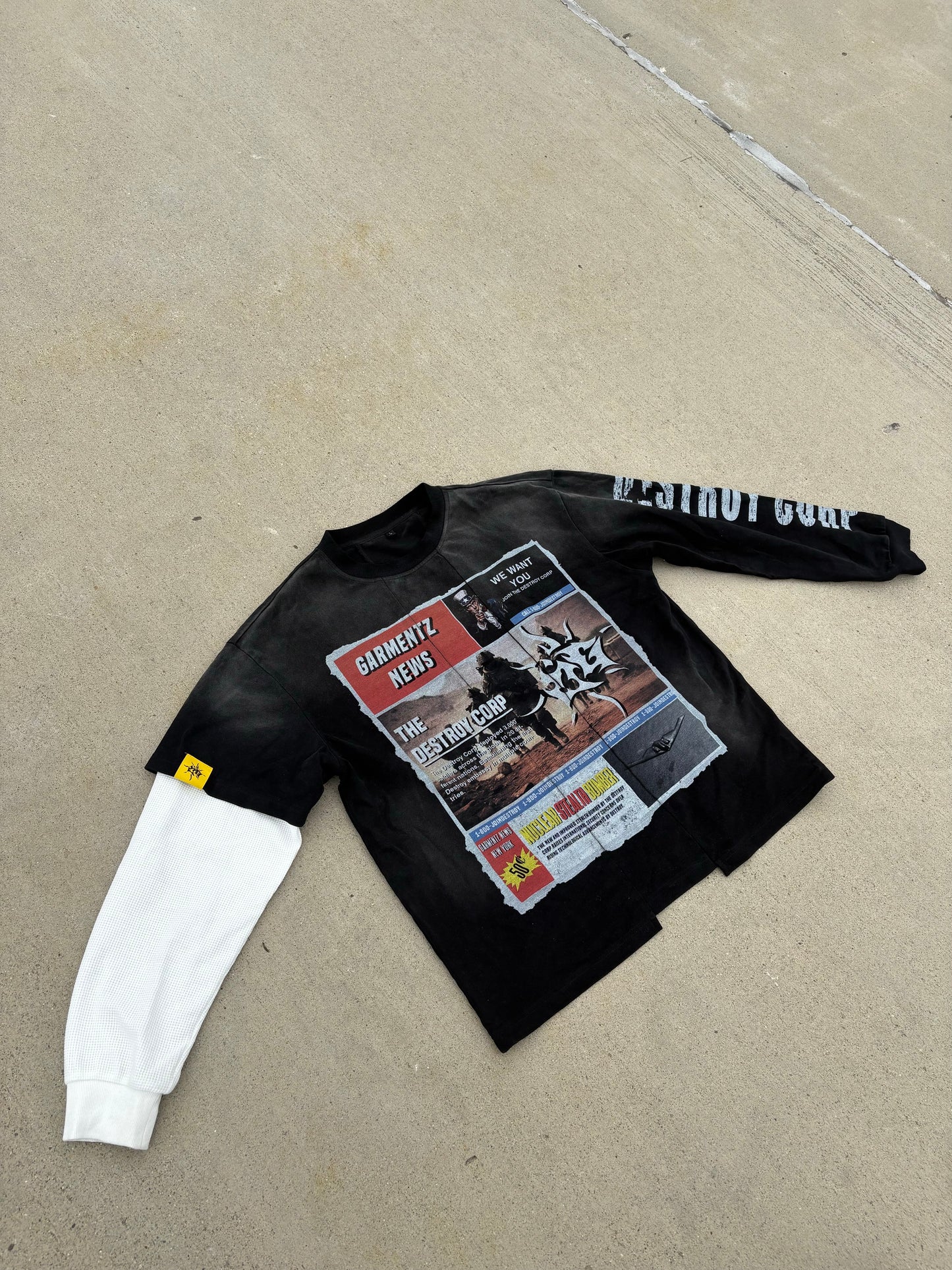 "DESTROY WANTS YOU" DOUBLE LAYER PANEL TEE