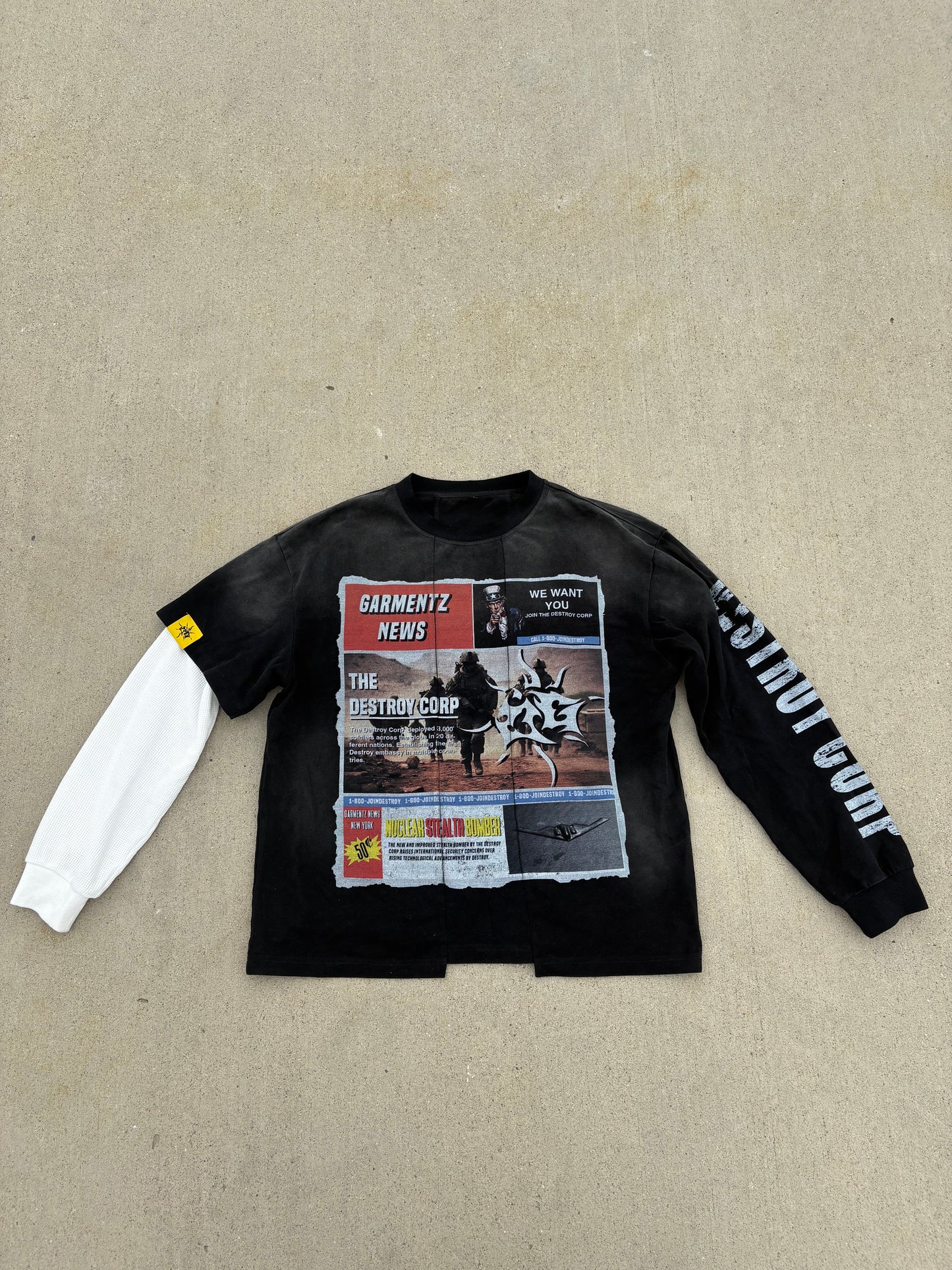 "DESTROY WANTS YOU" DOUBLE LAYER PANEL TEE