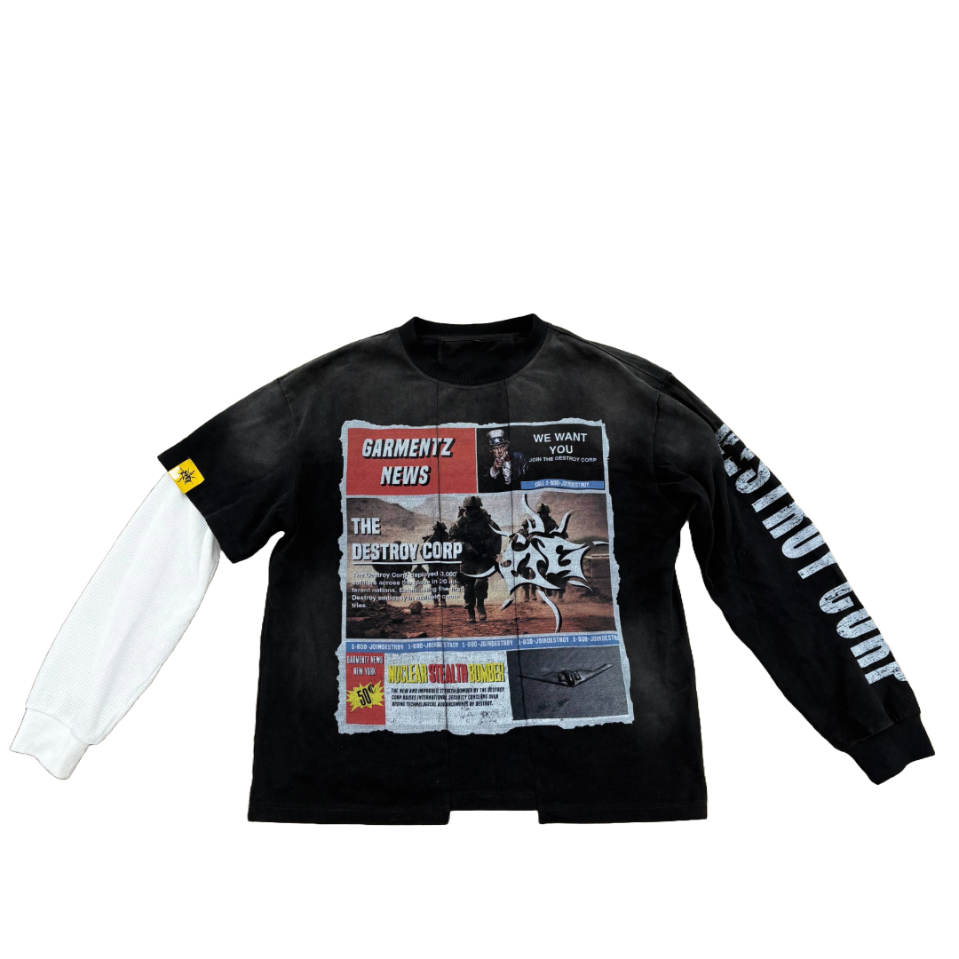 "DESTROY WANTS YOU" DOUBLE LAYER PANEL TEE