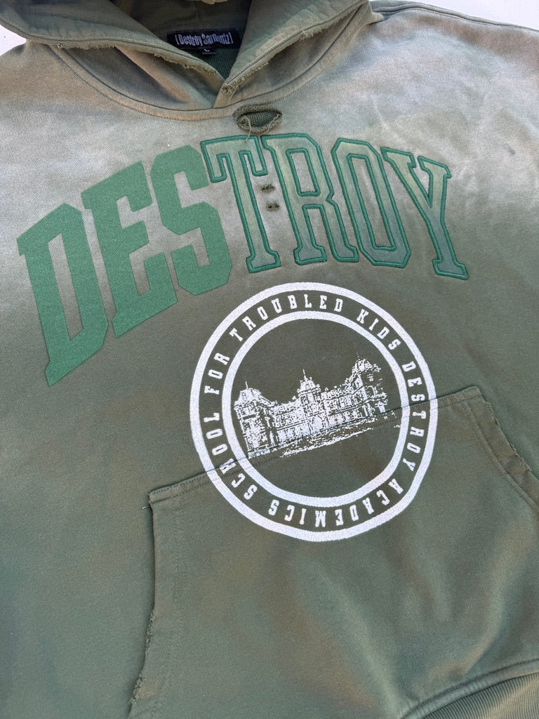 "SAGE GREEN" TROUBLED KID HOODIE