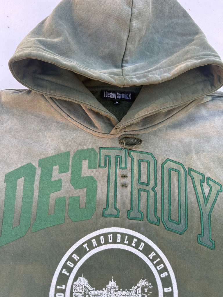 "SAGE GREEN" TROUBLED KID HOODIE