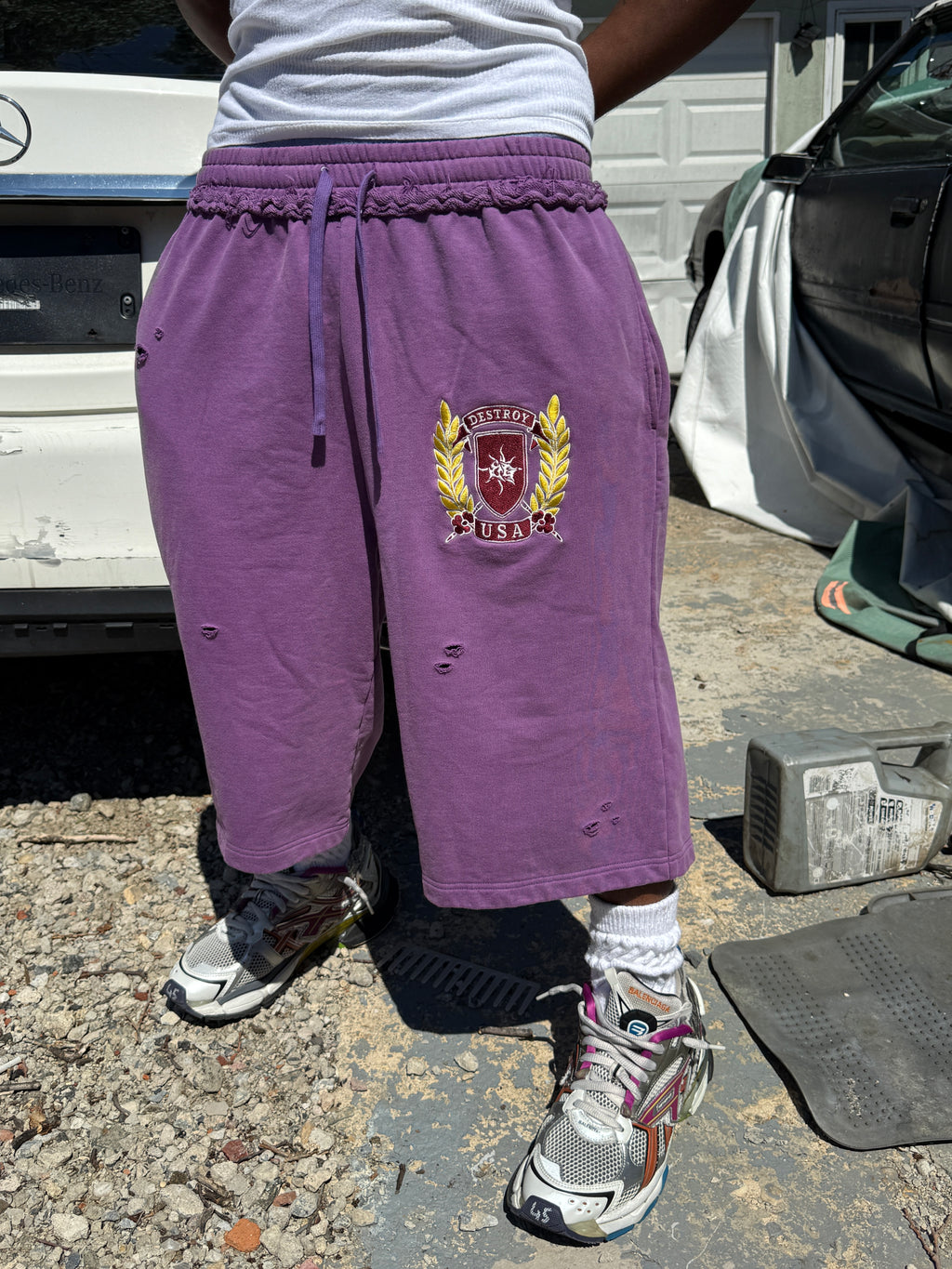 "SCHOOL SPIRIT" LILAC 3/4 SHORTS