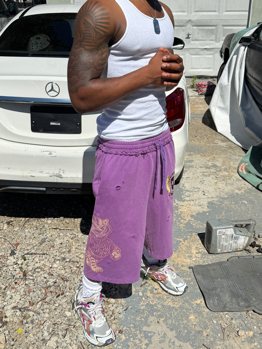 "SCHOOL SPIRIT" LILAC 3/4 SHORTS