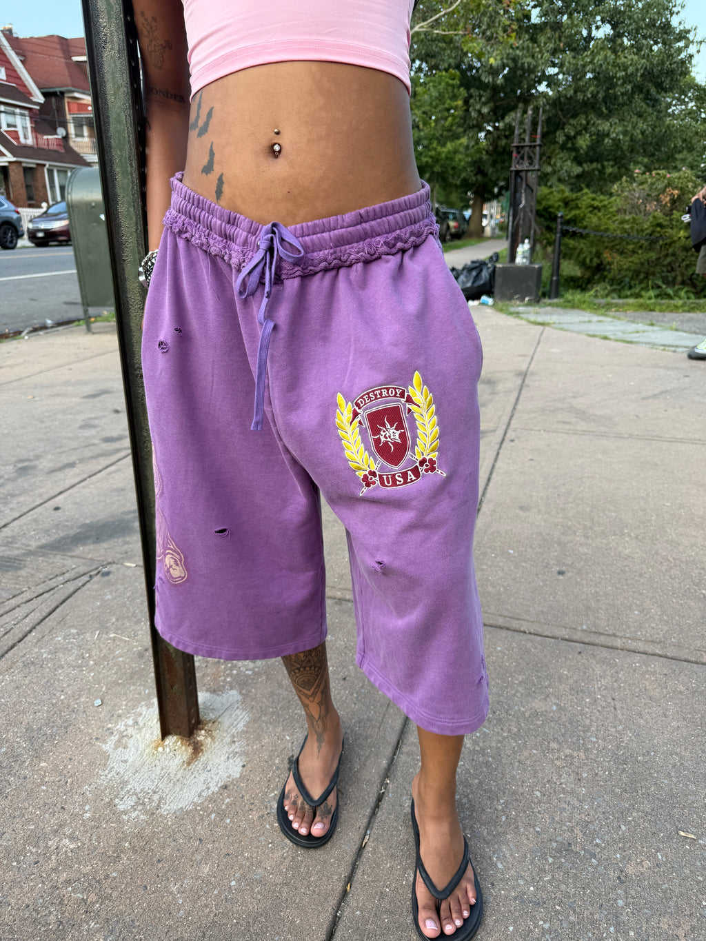 "SCHOOL SPIRIT" LILAC 3/4 SHORTS