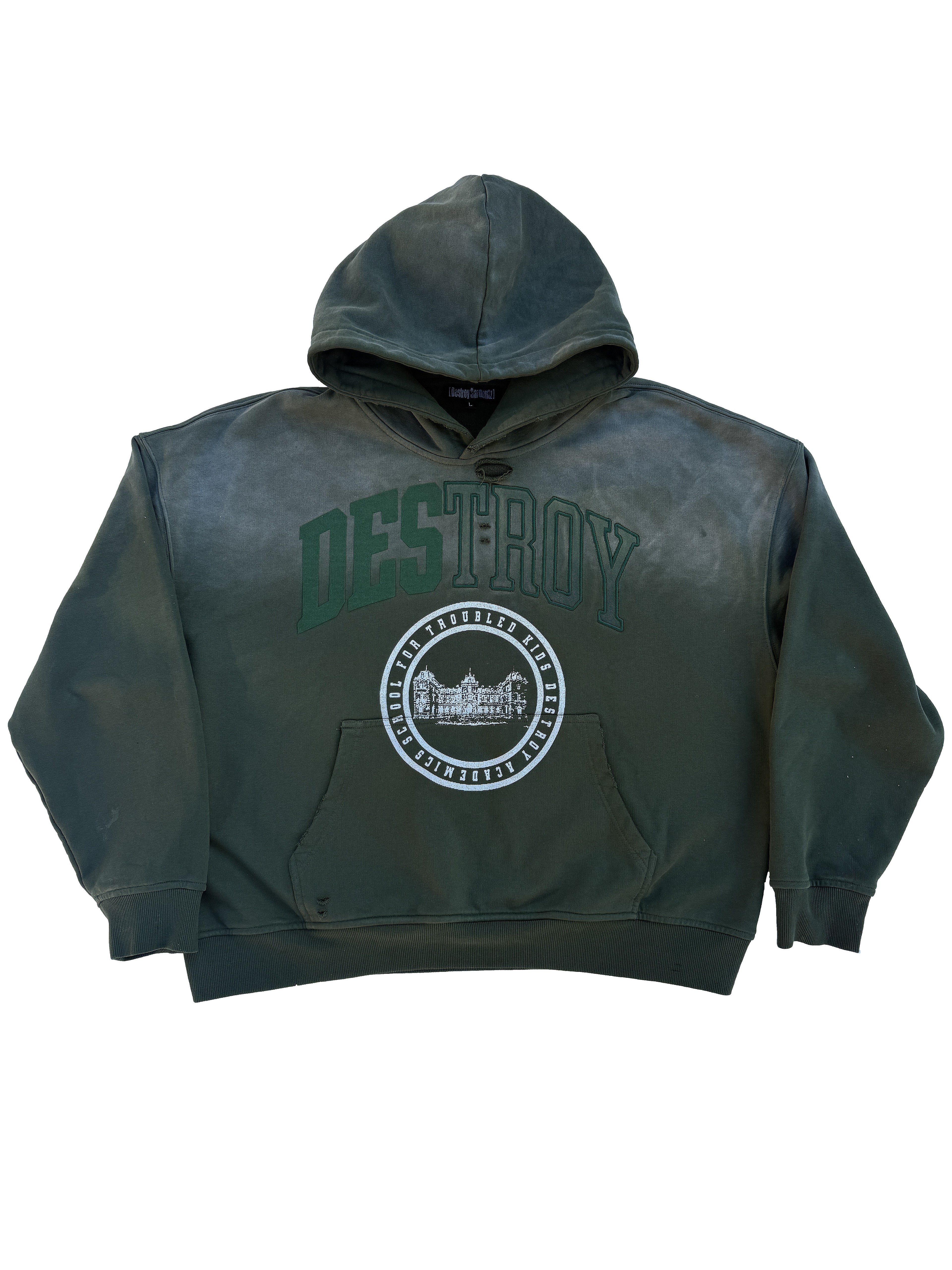 "SAGE GREEN" TROUBLED KID HOODIE