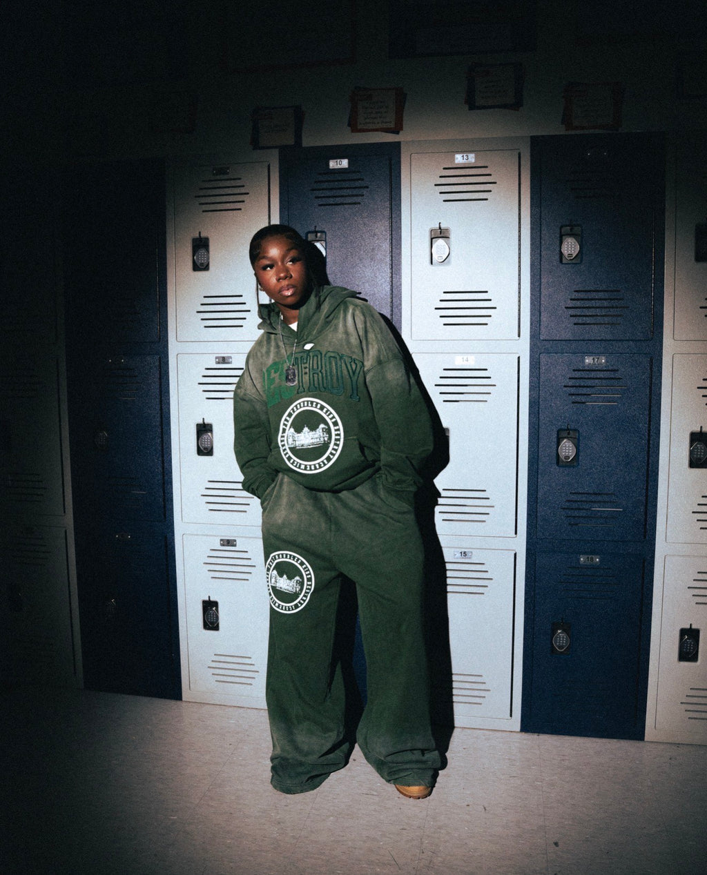 "SAGE GREEN" TROUBLED KID HOODIE