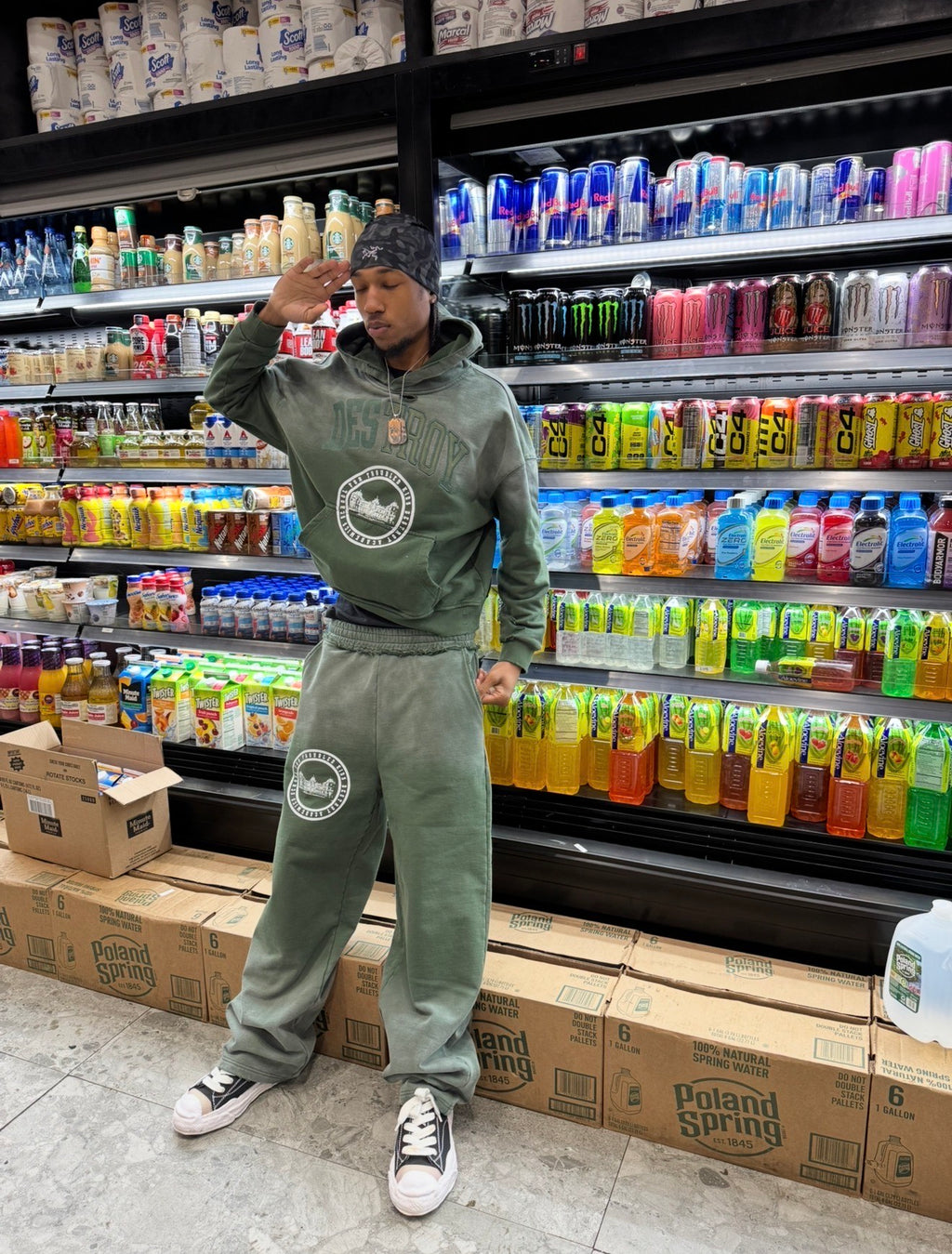 "SAGE GREEN" TROUBLED KID HOODIE