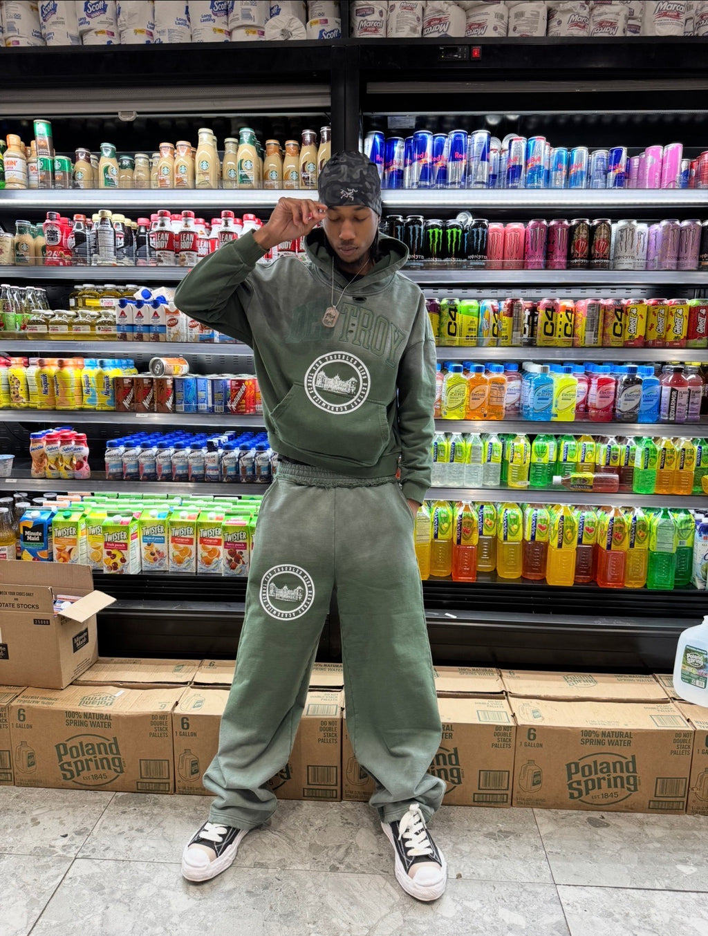 "SAGE GREEN" TROUBLED KID HOODIE