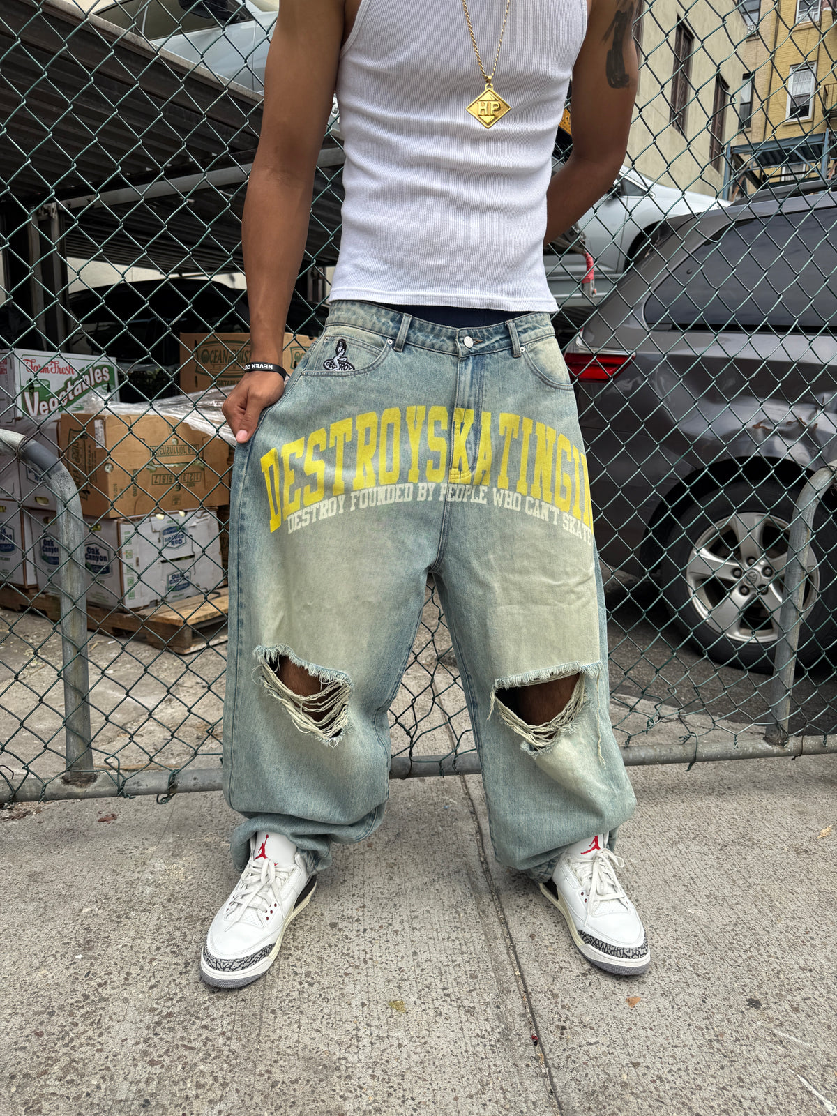 "WASHED BLUE" SKATEBOARD P BAGGY DENIM